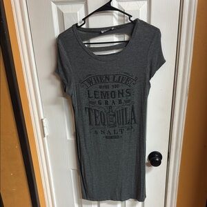 Gray Fitted Short Sleeve T-Shirt Dress